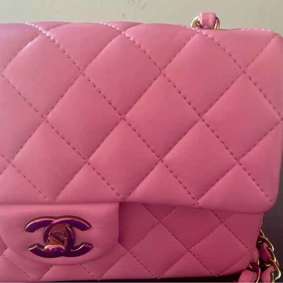 Chanel 21C Like New Pink Yellow Quilted Mini Flap Bag w Rainbow Hardware - Picture 3 of 16